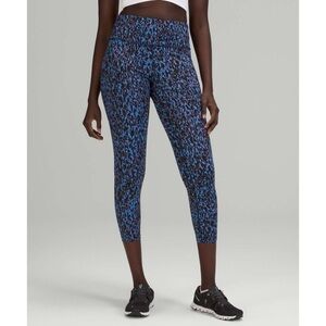 Lululemon Fast and Free High-Rise Tight 25" Leopard Camo Blue Nile Multi Size 10